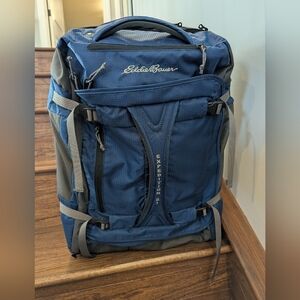 Eddie Bauer Expedition 21 45L Wheeled Duffel Blue Black & Silver